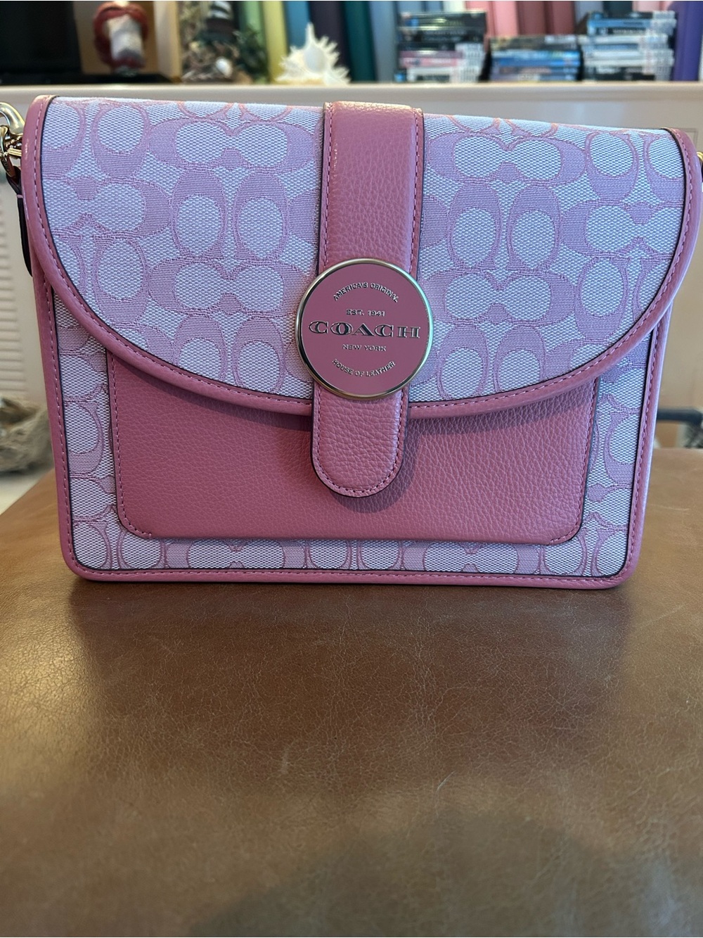 Coach Peachy Pink Signature Canvas Crossbody Bag Lonnie